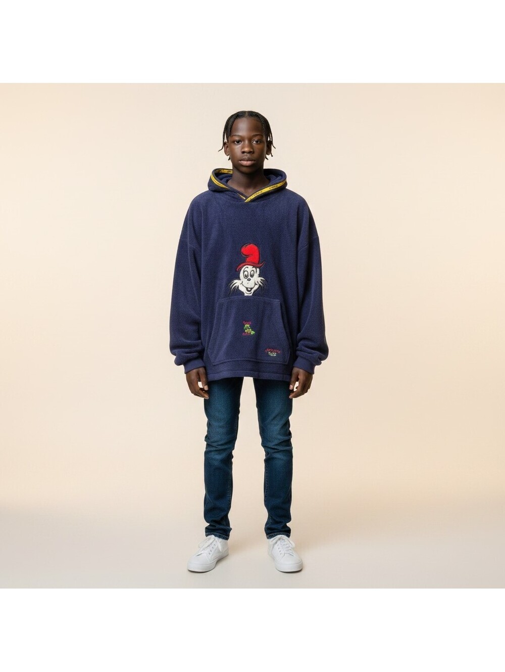 Dr. Seuss Hoodie Boys M Medium Blue Fleece Hooded Long Sleeve Pockets Pullover